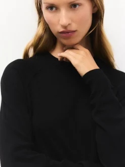 Noir - Pull col rond riche en coton au toucher doux