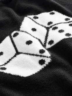 Noir - Pull EDIT en maille graphique à col rond