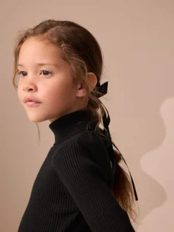 Noir - Pull en maille à col roulé (3-16ans)