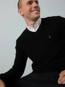 Noir - Pull Oxford texturé coupe classique