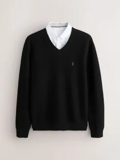 Noir - Pull Oxford texturé coupe classique