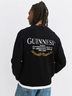 Noir - Pulls graphique à col rond 100% coton Guinness sous licence