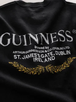 Noir - Pulls graphique à col rond 100% coton Guinness sous licence