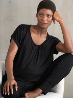 Noir - Pyjama de maternité et d’allaitement Seraphine avec sac à dos et allaitement Ensemble 2 pièces