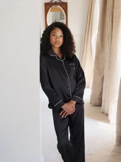 Noir - Pyjama de Noël The Little Tailor boutonné en satin pour enfant