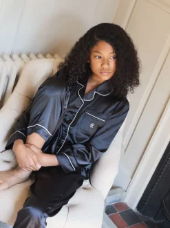 Noir - Pyjama de Noël The Little Tailor boutonné en satin pour enfant