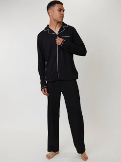 Noir - Pyjama Loungeable gaufré traditionnel