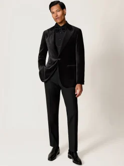 Noir - Reiss Apsara Blazer en velours à boutonnage simple habillé