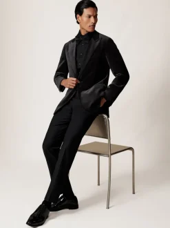 Noir - Reiss Apsara Blazer en velours à boutonnage simple habillé