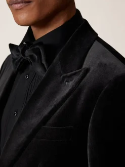 Noir - Reiss Apsara Blazer en velours à boutonnage simple habillé