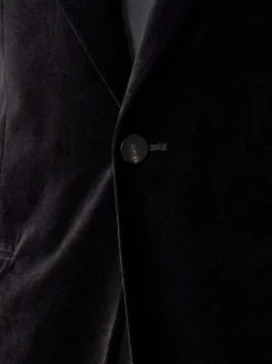 Noir - Reiss Apsara Blazer en velours à boutonnage simple habillé