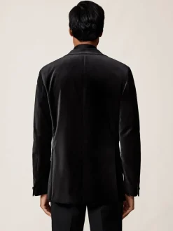 Noir - Reiss Apsara Blazer en velours à boutonnage simple habillé