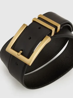 Noir - Reiss Brompton Leather Square Buckle Ceintures