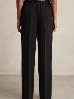 Noir - Reiss Pantalon en sergé Eden à taille élastiquée Ample