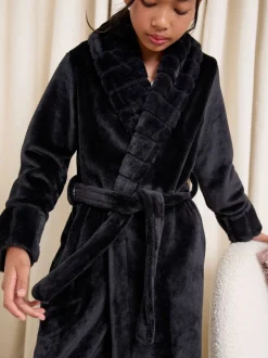 Noir - Robe de chambre Lipsy douce à col châle (5-16ans)