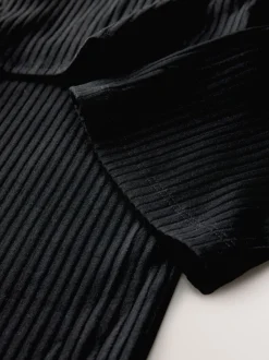 Noir - Robe de grossesse à manches longues et allaitement