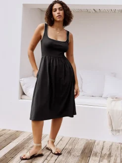 Noir - Robe d’été mi-longue en jersey