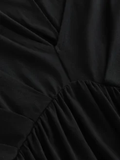 Noir - Robe longue caftan en jersey