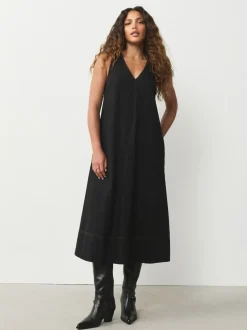 Noir - Robe longue Sans manche col en V