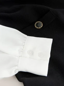 Noir - Robe Tablier en maille à superpositions