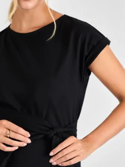 Noir - Robe t-shirt mi-longue JoJo Maman Bébé décontractée à manches courtes