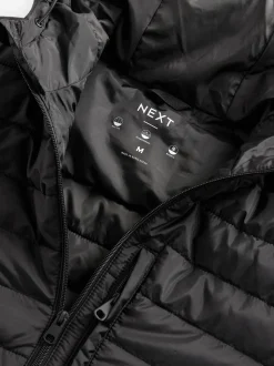Noir - Résistant à la douche Lightweight Hooded Puffer Coat Veste