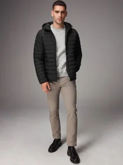 Noir - Résistant à la douche Lightweight Hooded Puffer Coat Veste