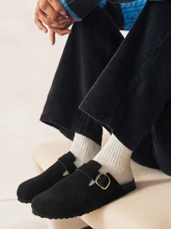 Noir - sabots en cuir avec semelle plantaire