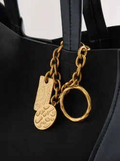 Noir - Sac à bandoulière à breloques en faux suède