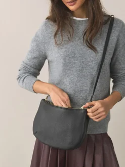 Noir - Sac à bandoulière en cuir avec scoop