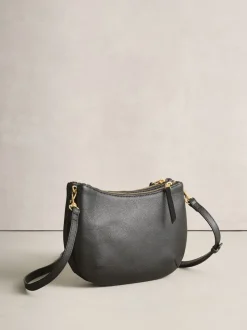 Noir - Sac à bandoulière en cuir avec scoop