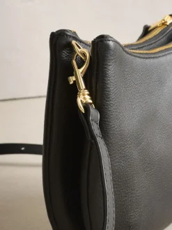 Noir - Sac à bandoulière en cuir avec scoop