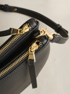 Noir - Sac à bandoulière en cuir avec scoop