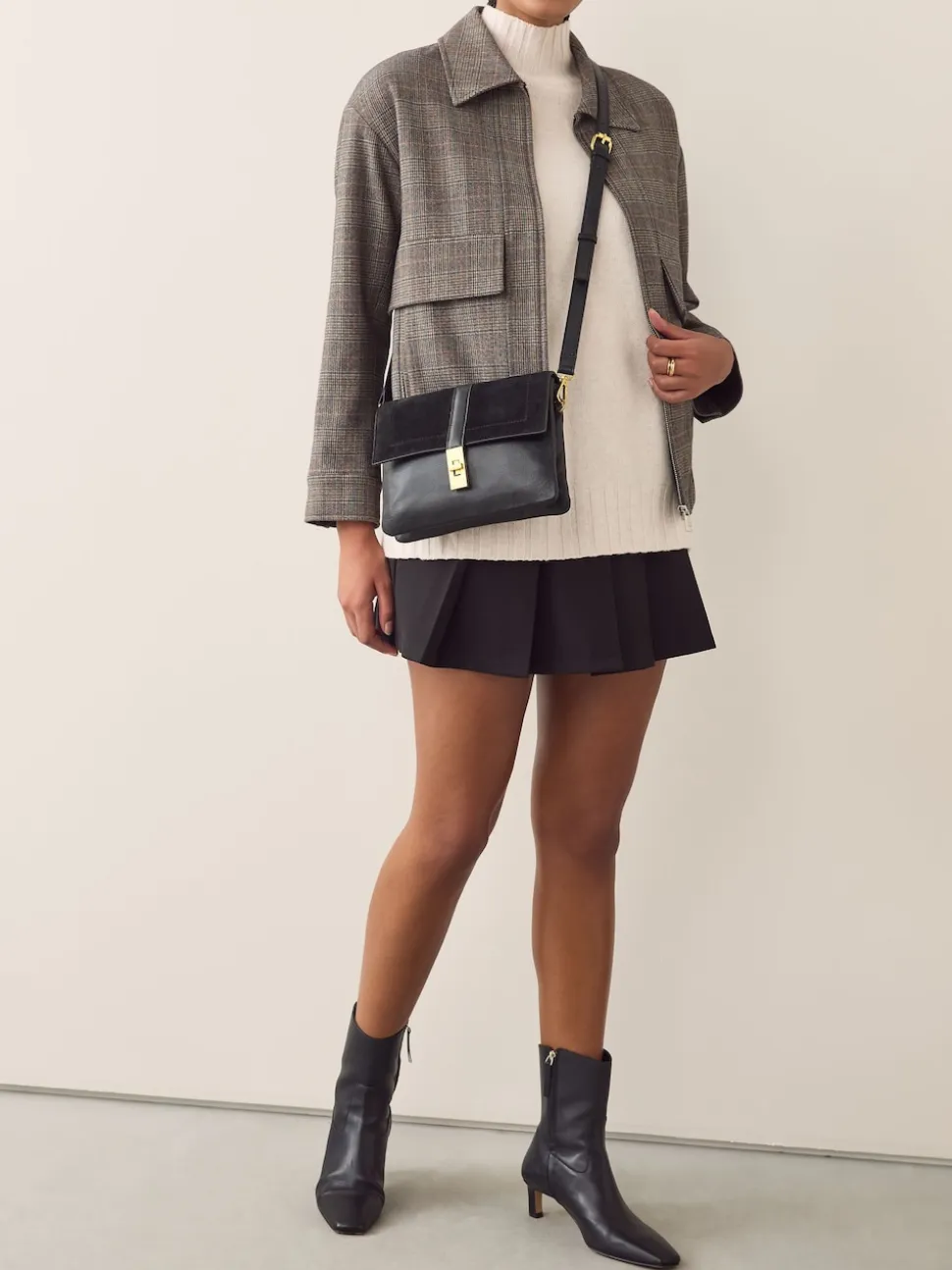 Noir - Sac à bandoulière en cuir effet croco