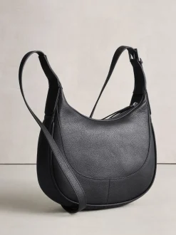 Noir - Sac à bandoulière en cuir avec scoop