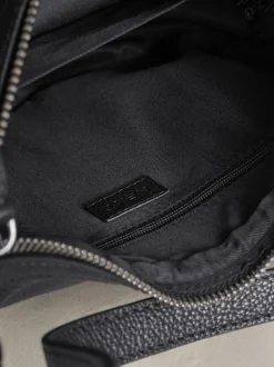 Noir - Sac à bandoulière en cuir avec scoop