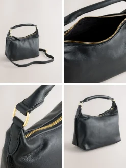 Noir - Sac à main fendu en cuir