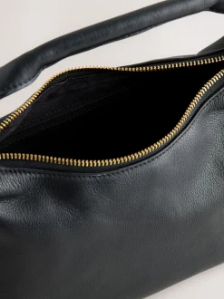 Noir - Sac à main fendu en cuir