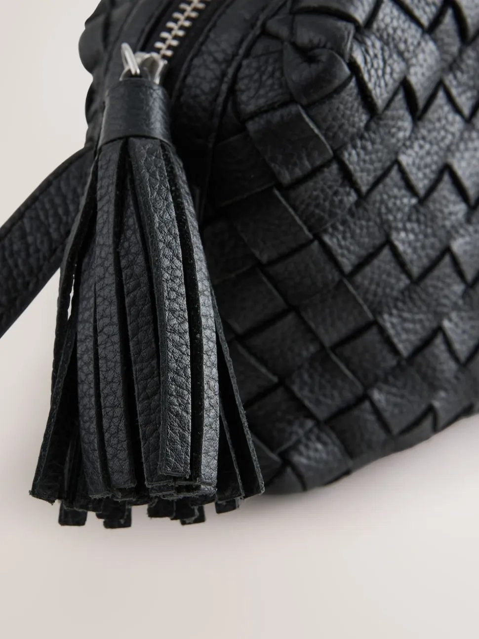 Noir - Sacoche pour appareil photo en cuir tressé