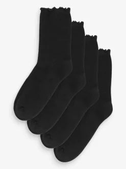 Noir - Semelle de coussin à volants Chaussettes 4 Lot