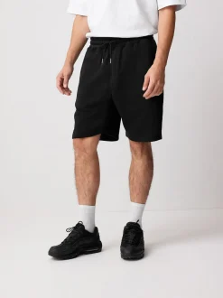 Noir - Short à poche zippée en jersey brossé