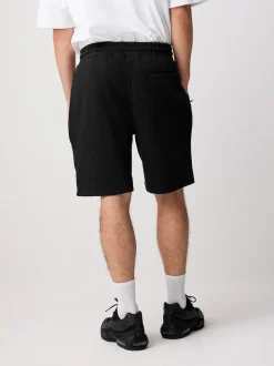 Noir - Short à poche zippée en jersey brossé