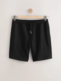 Noir - Short à poche zippée en jersey brossé