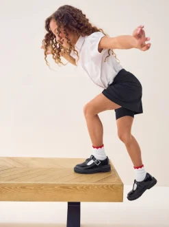 Noir - Short d'écolier extensible en jersey de coton riche (3-16ans)