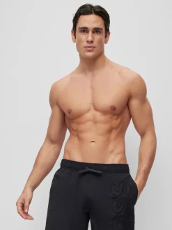 Noir - Short de bain BOSS Whale doublé avec logo