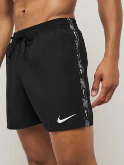 Noir - Short de bain Nike 5 Inch Black Logo Tape Volley