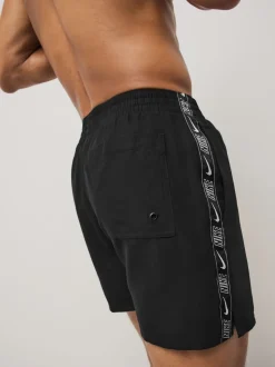 Noir - Short de bain Nike 5 Inch Black Logo Tape Volley