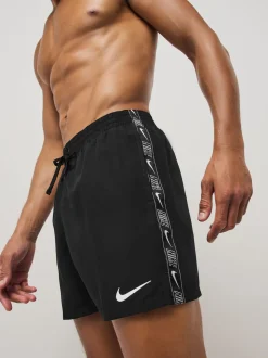 Noir - Short de bain Nike 5 Inch Black Logo Tape Volley