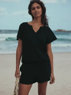 Noir - Shorts en jersey froncé