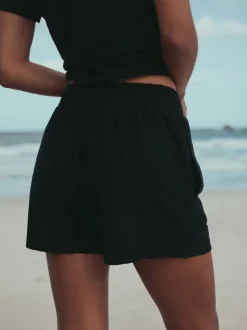 Noir - Shorts en jersey froncé